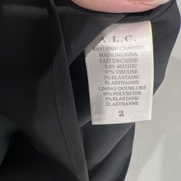 ALC Dress Women 2 Black Ruffle Asymmetrical Clarence Party LBS Classic - Picture 8 of 10